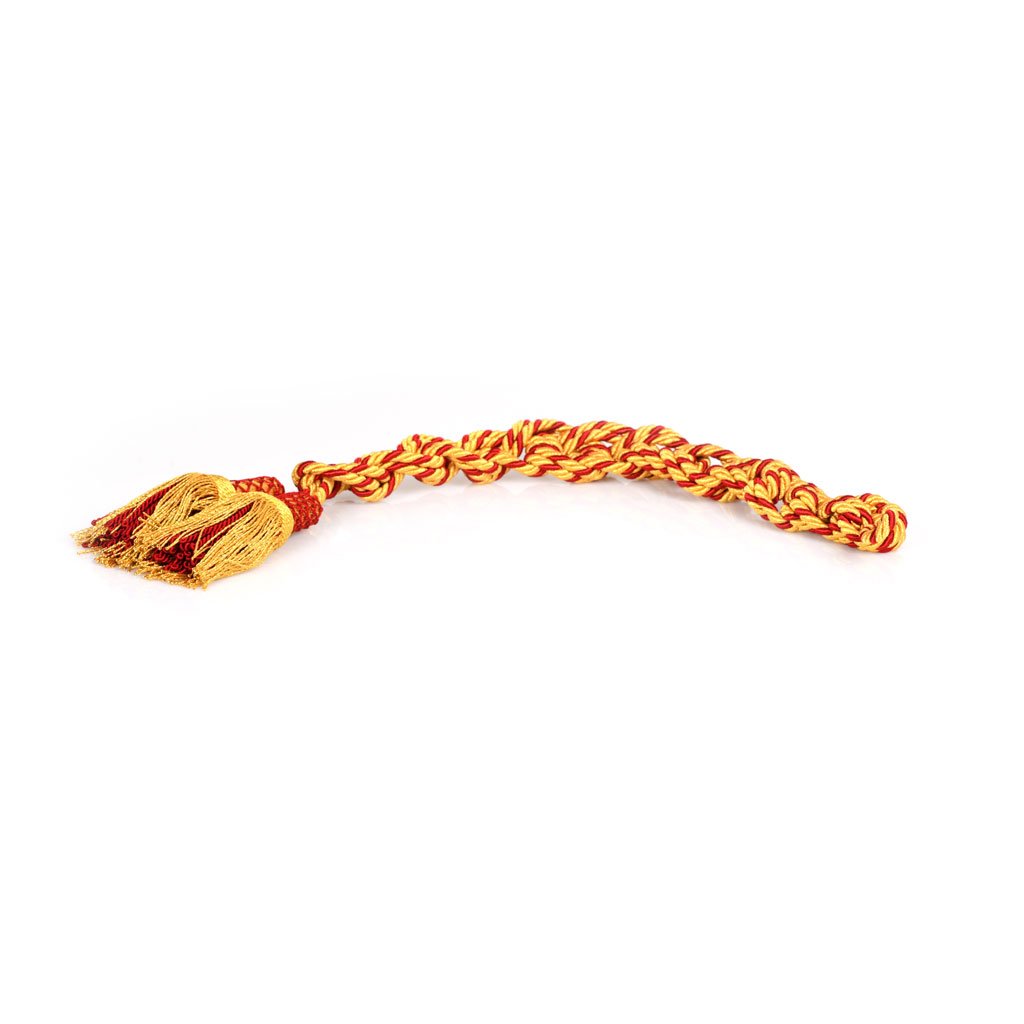 Il Cingolo Cordone Ritorto, in oro e rosso con nappe a un'estremità, è raffigurato su uno sfondo bianco.