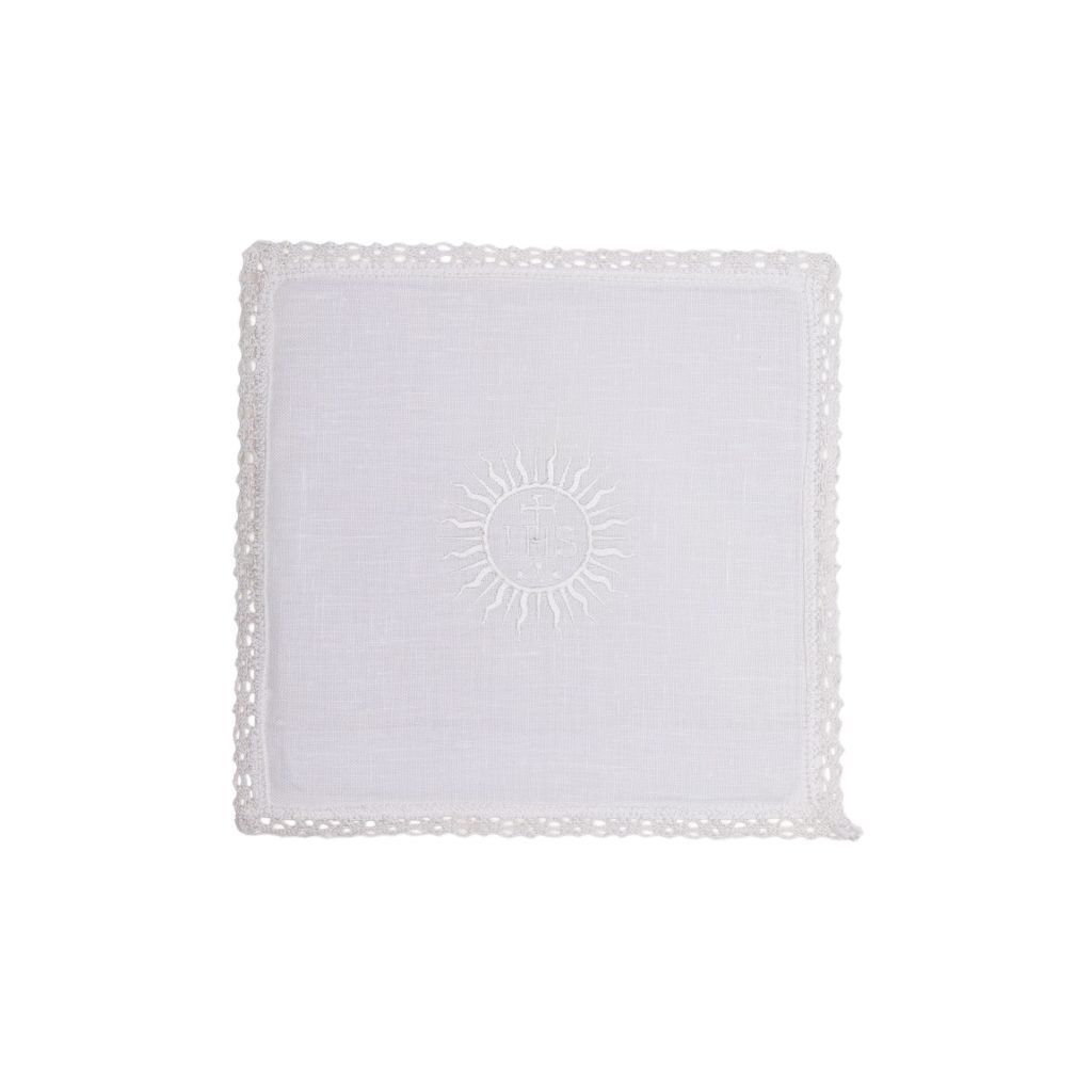 Palla in lino ricamata con IHS